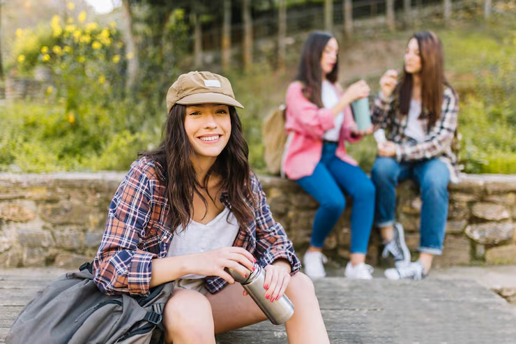 Friends resting in a park during an outing